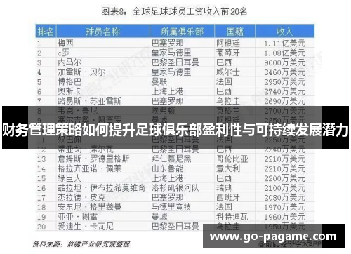 财务管理策略如何提升足球俱乐部盈利性与可持续发展潜力